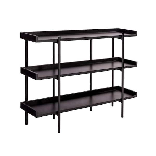 OneSpace 36.25 in. Black Metal 3-shelf Accent Bookcase with Open Back