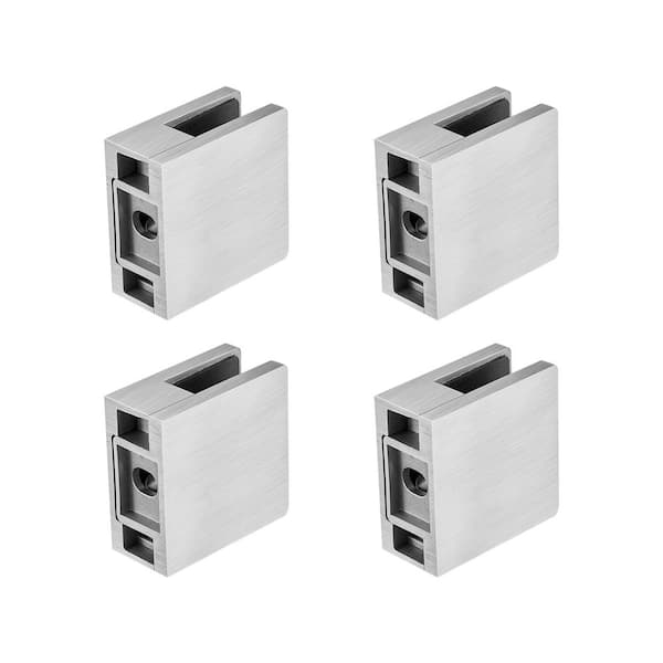 VEVOR Glass Clamp 4-PCS Railing Bracket 1.02 in. H x 2 in. W Silver 304 Stainless Steel for 0.31 to 0.47 in. Stair Railing Kit