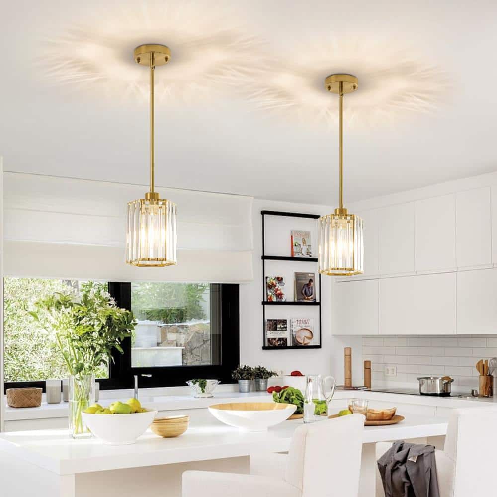 2-Pack 1-Light Gold Modern/Farmhouse Pendant Light with Clear Glass Shade price history on PriceWatchPro
