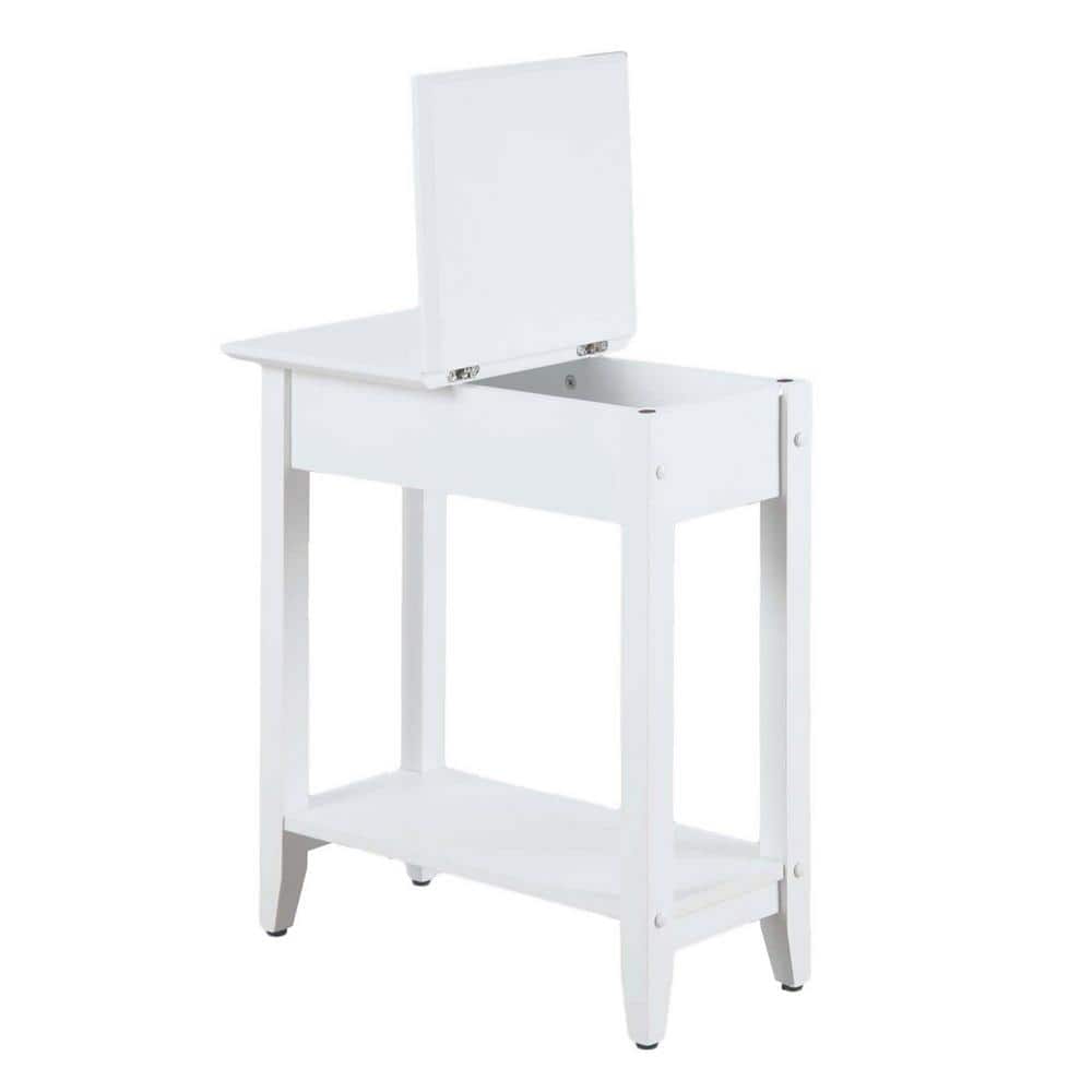 American Heritage White Wooden Flip Top End Table with Storage