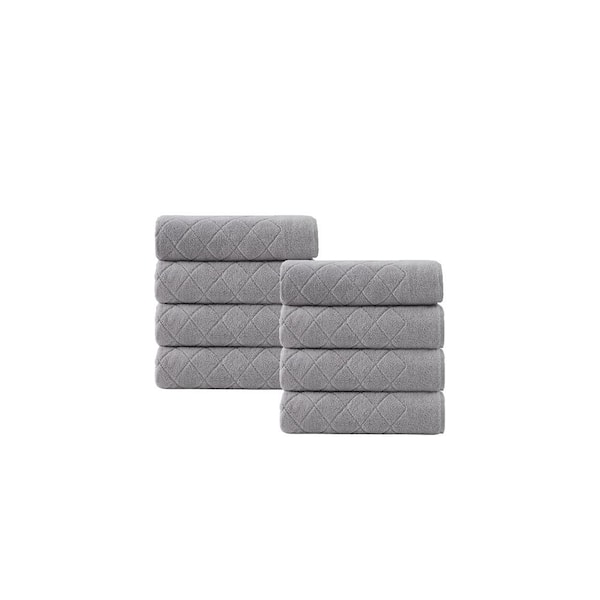 Unbranded Gracious 8-Pieces Silver Turkish Cotton Wash Towels