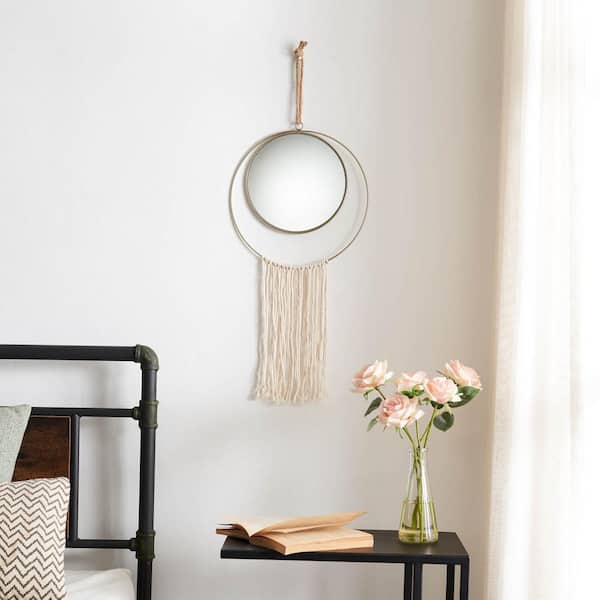 Unbranded Celestial Spheres Large Round Mirror Metal Wall Decor with Fringe