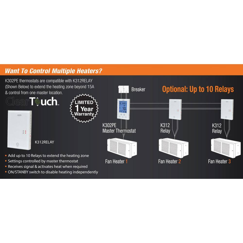 White Digital Programmable Thermostat with Touch Screen