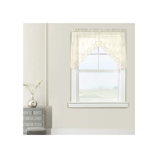 Habitat Mona Lisa 72 in. W x 32 in. L Lace Rod Pocket Swag Valance in Eggshell (2-Piece Set)