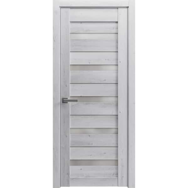 Sartodoors 4445 18 in. x 80 in. Left-Hand/Inswing Solid Frosted Glass Nordic White Single Prehung Interior Door with Hardware