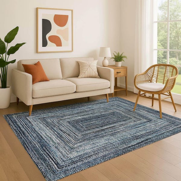 Mayfield Premium Machine Washable Abstract AMF1725 Blue 3 ft. x 4 ft. Area Rug