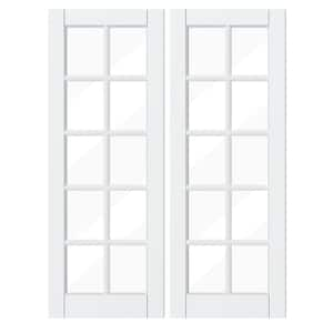 60 in. W. x 80 in. Double 30in. W. Doors 10 Lite, White Primed, No Bore, Clear, Finished MDF Wood Interior Door Slab