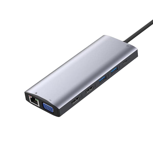 14-in-1 USB C Laptop Docking Station Dual HDMI 4K@60Hz Triple Monitor Support 100W PD Aluminum Cooling Hub