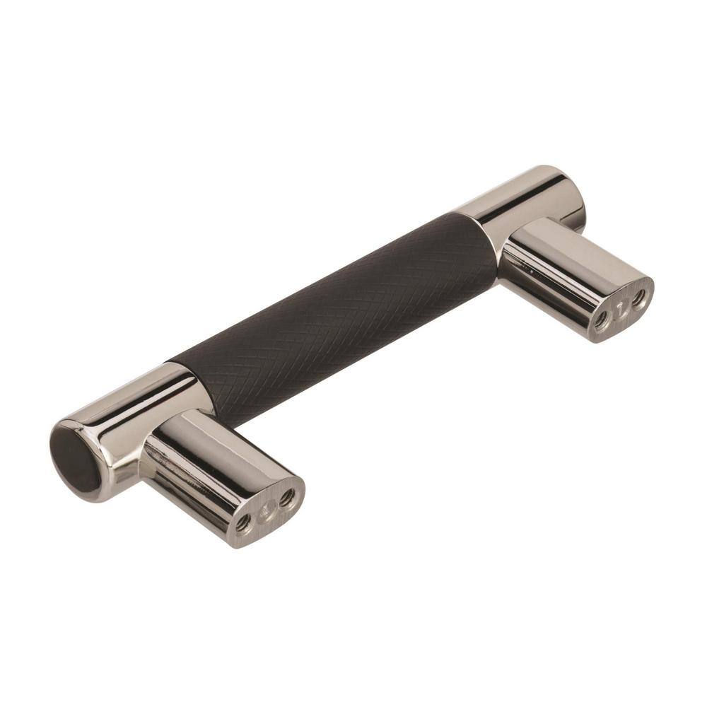 Polished Nickel and Black Bronze Cabinet Pull with Mounting Hardware