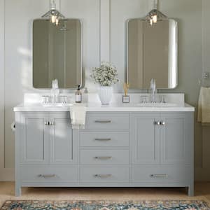 Cambridge 72 in. W x 21.5 in. D x 34.5 in. H Double Freestanding Bath Vanity Cabinet Only in Grey