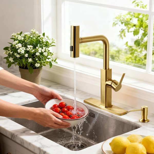 ALEASHA 14.8 in. 3-Mode Stainless Steel Single Handle Pull Down