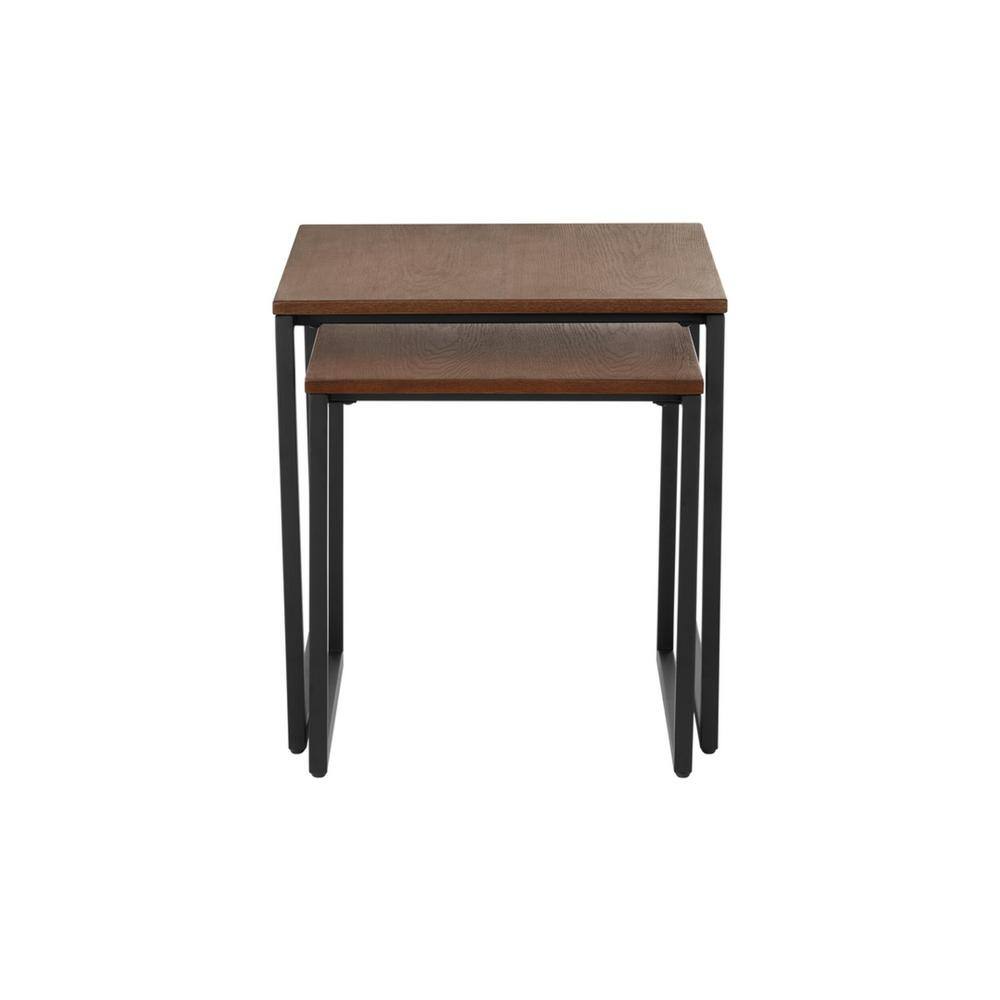 StyleWell Donnelly Black Metal Nesting Tables with Haze Wood Finish Top