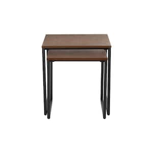 Donnelly Black Nesting Tables with Haze Wood Finish Top (Set of 2)