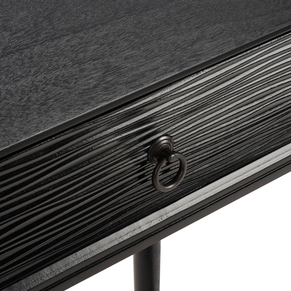 Aliyah Black Wood Console Table with Storage Drawers