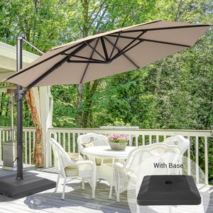 11 ft. Aluminum Cantilever Patio Offset Umbrella Outdoor with a Base in Sand