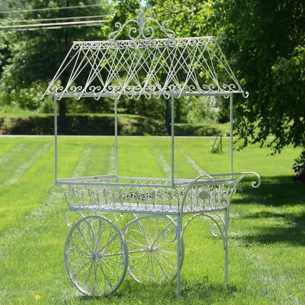 Zaer Ltd. International 7.9 ft. Tall Antique White Iron Flower