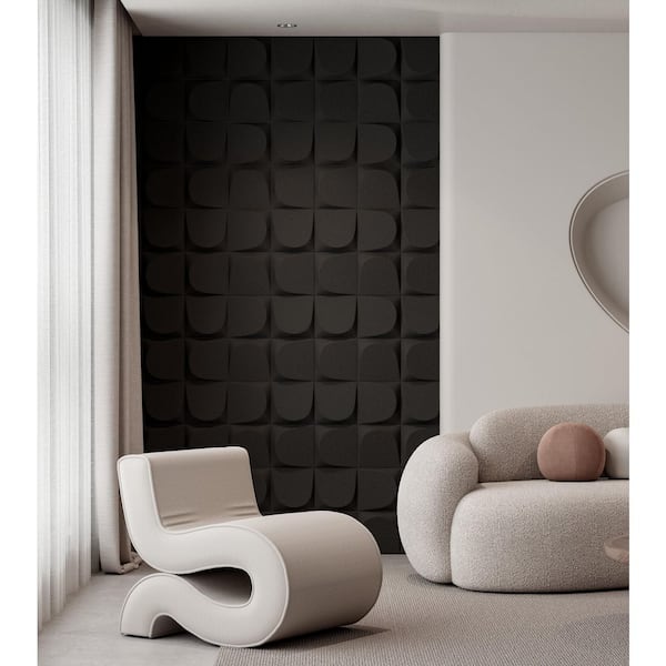 47 in. x 23.5 in. x 1.5 in. Polyurethane Lightweight Textured Wall Panels (Bead-Dark Gray, Set of 3-Piece)
