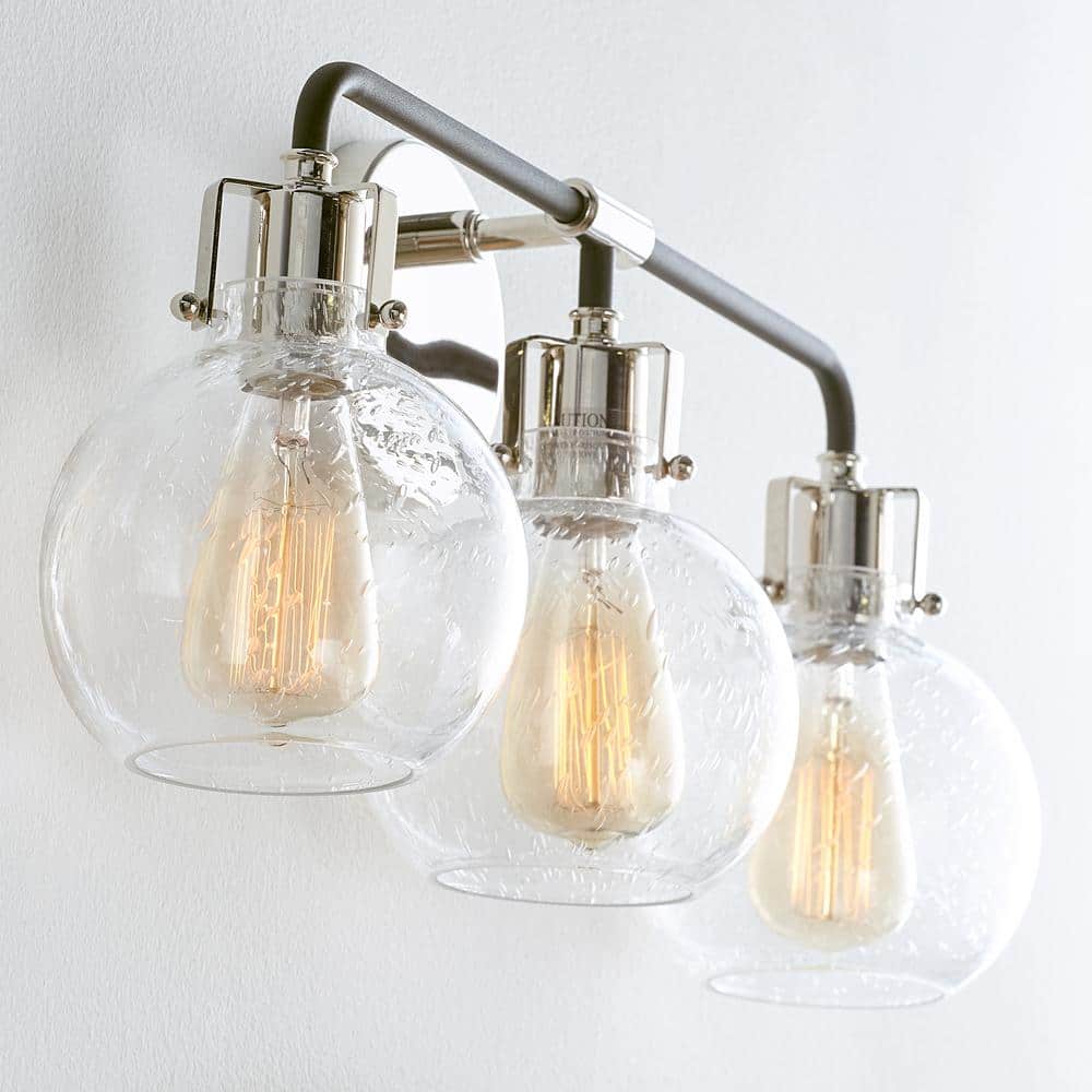 Clara Polished Nickel & Textured Black 1-Light Dimmable Jelly Jar Sconce