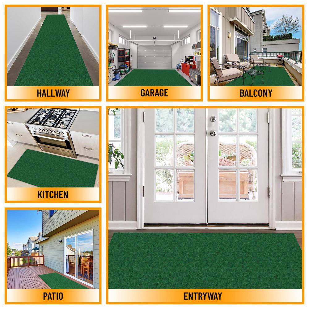 Green Non-Slip Rubberback Utility Entryway Mat