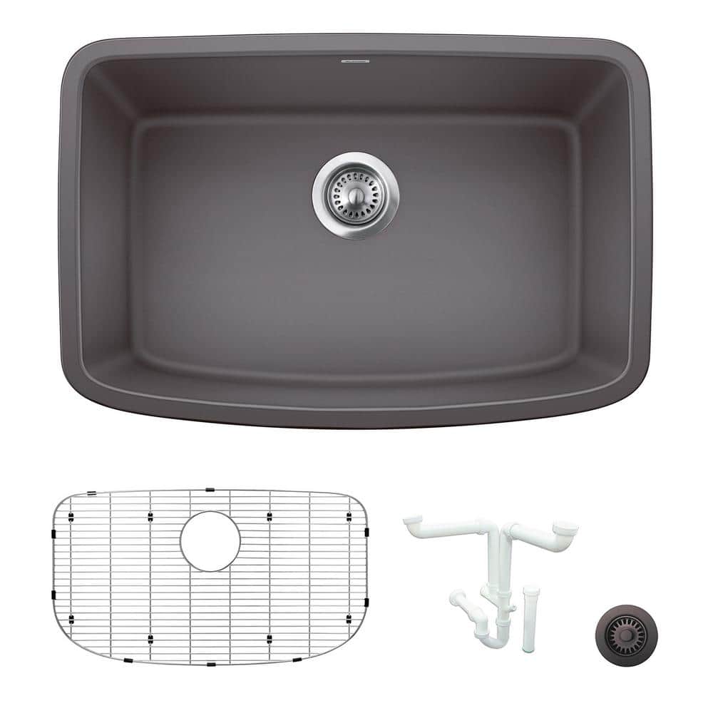 Valea 27 in. Undermount Single Bowl Cinder Granite Composite Kitchen Sink K