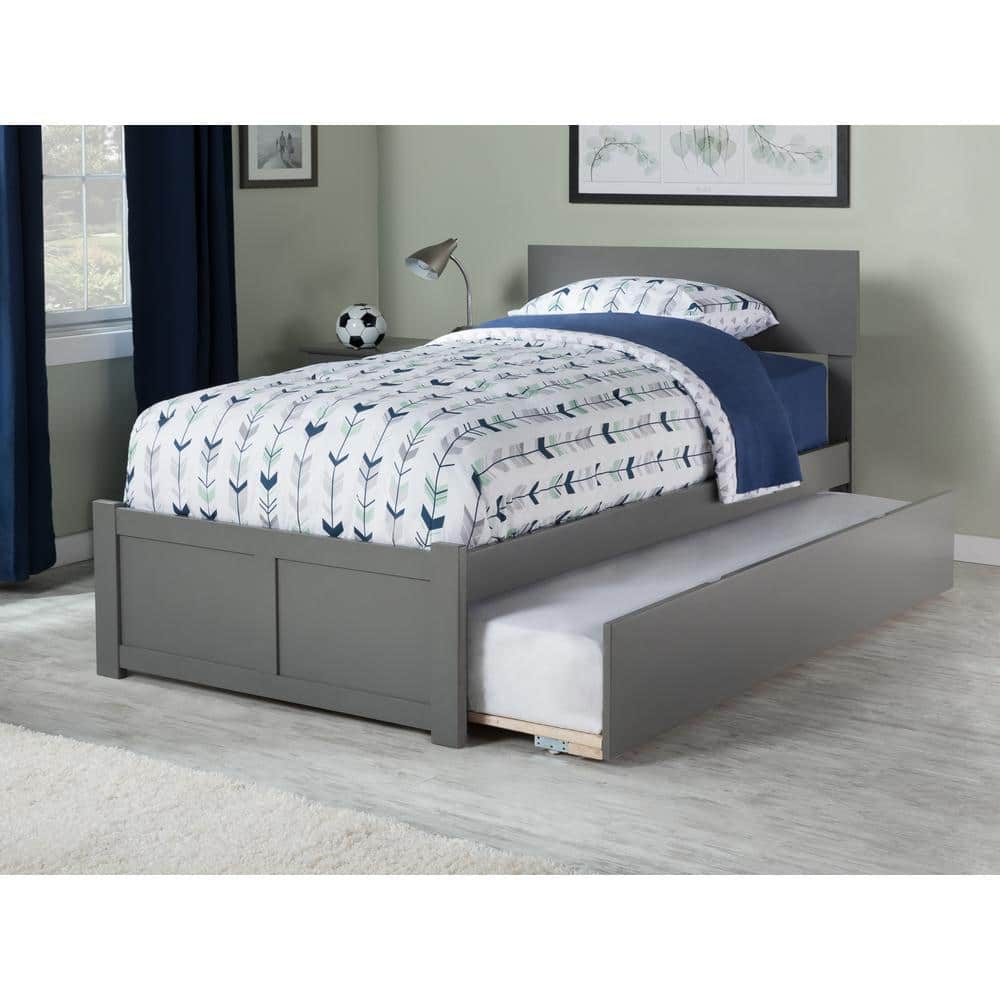 Orlando Gray Full Platform Bed with Trundle and Slats