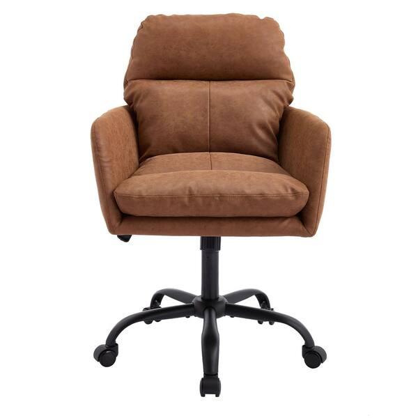 PU Leather Adjustable Height Ergonomic Office Chair in Brown with