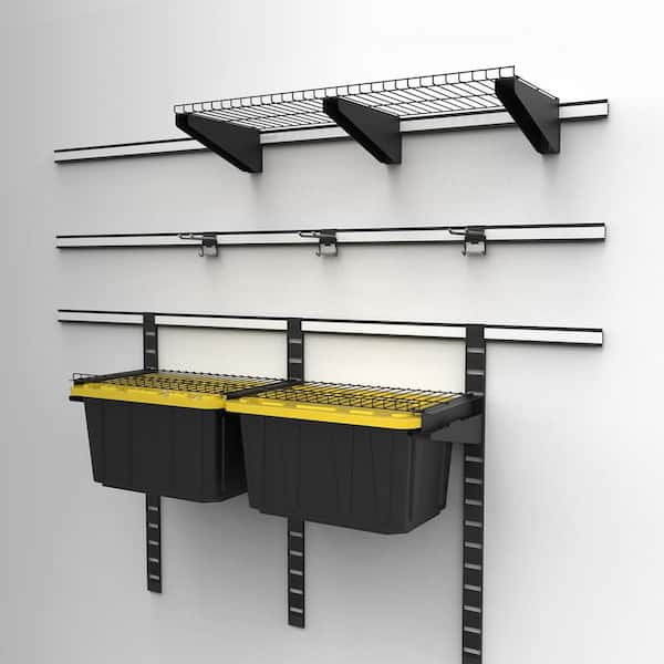 Husky Garage Wall Track 2 Shelf Value Kit 12 Piece 90418hwsk - Wall Shelf Track System