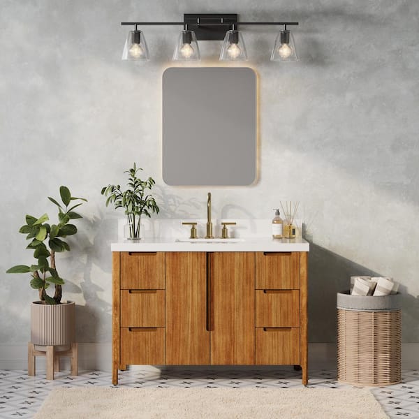 Sequoia 48 in. W x 22 in. D x 34.4 in. H Single Sink Bath Vanity in Mango Wood with White Quartz Top