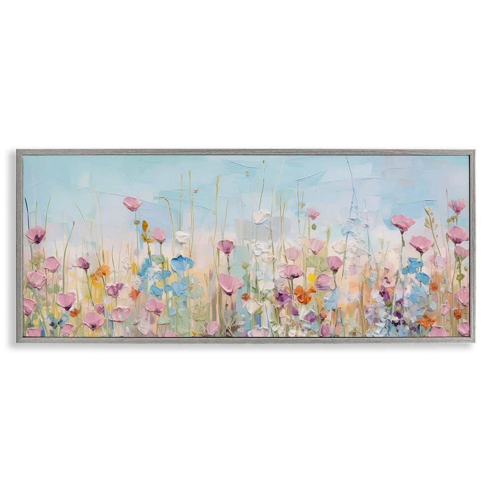 Peaceful Wildflowers Meadow by Gina Kelly Gray Framed Giclee Art Print Nature 10 in. x 24 in. price history on PriceWatchPro