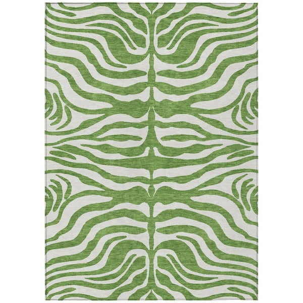 Chantille Machine Washable Indoor/Outdoor Abstract ACN1042 Green 3 ft. x 5 ft. Area Rug