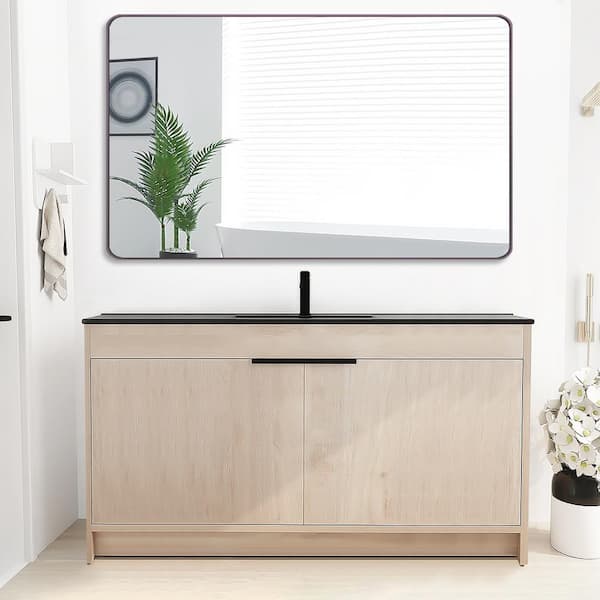 60 in. W x 36 in. H Rectangular Aluminum Framed Wall Mount Bathroom Vanity Mirror in Oil Rubbed Bronze Finish