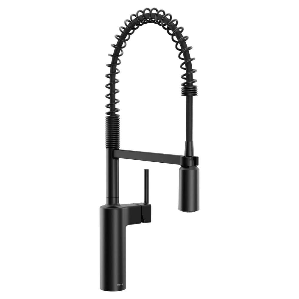 MOEN Inara Matte Black 23.17 in. H Spring Pull Down Kitchen Sprayer ...