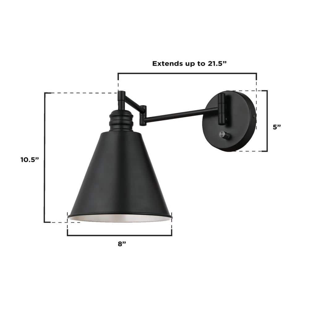 Matte Black 21.5" Swing Arm Wall Sconce