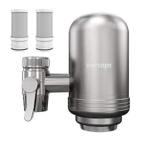 5-Stage Faucet Mounted Stainless Steel Water Filter for Sink, 500 Gal. Water Purifier, Mount Tap Water Filtration System