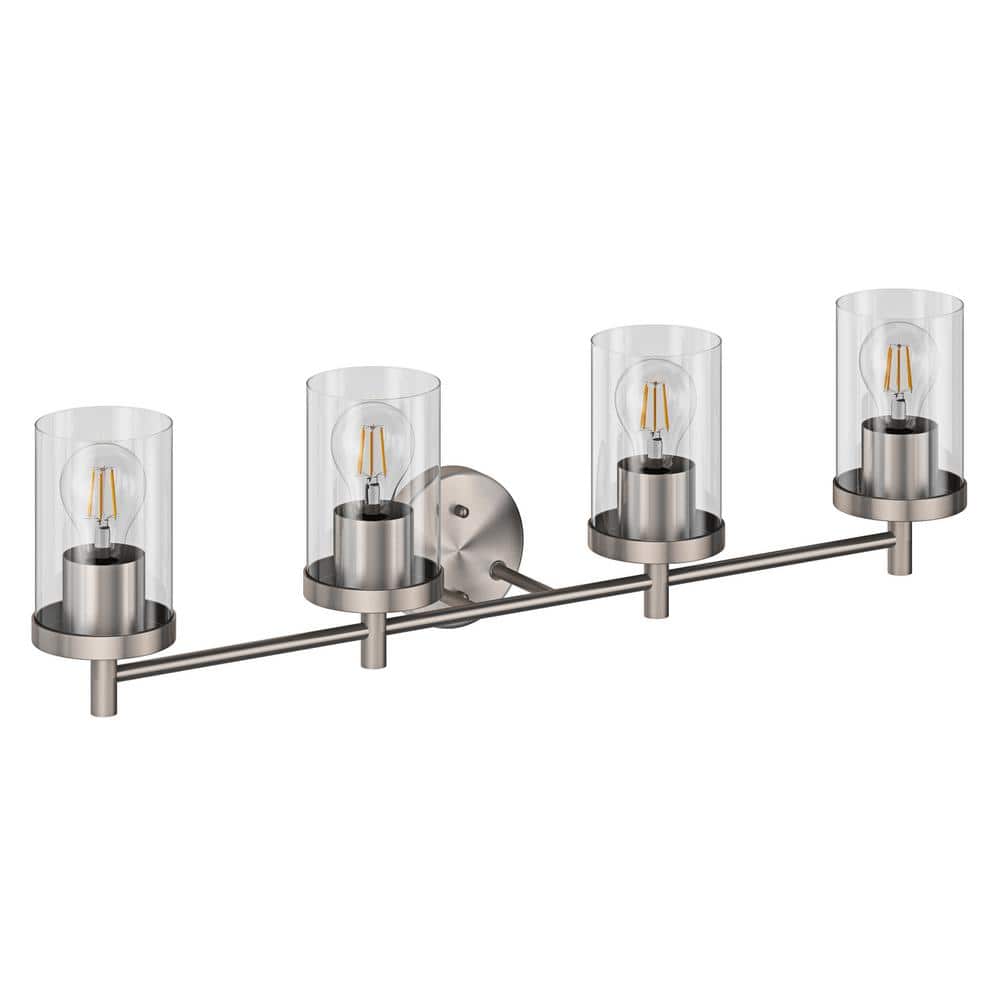 Modern 31.81 in. 4-Light Nickel Bathroom Vanity Light Sconces Wall Lighting