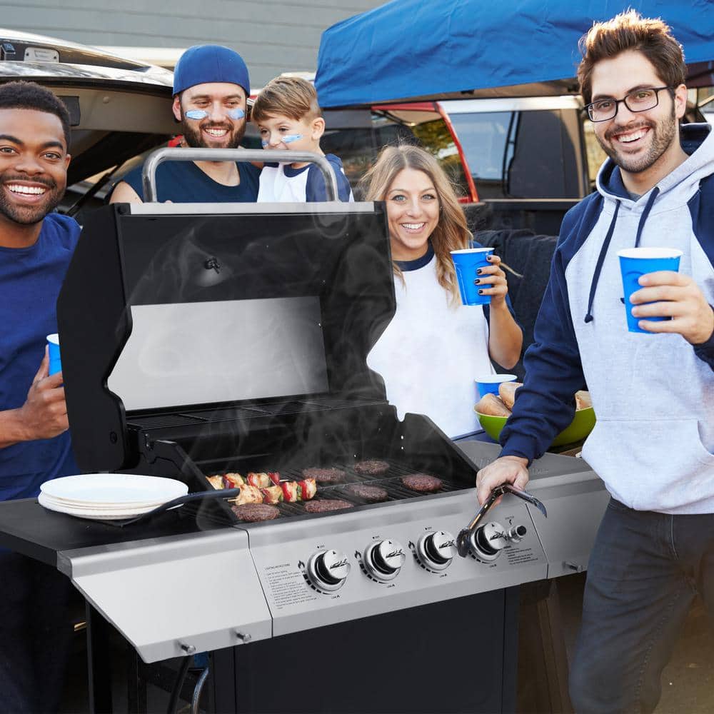Royal Gourmet 4-Burner Black and Silver Stainless Steel Propane Gas Grill