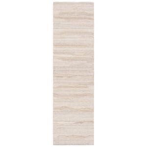 Abstract Beige 2 ft. x 8 ft. Undulating Marle Runner Rug