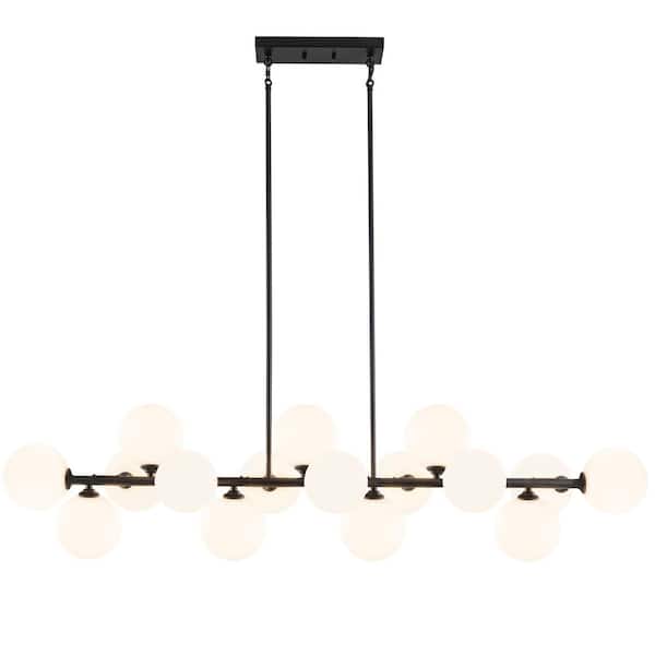 Unbranded 16 light Matte Black Linear Chandelier Sputnik Bubble Chandeliers for Dining Room Kitchen Island with no bulbs included