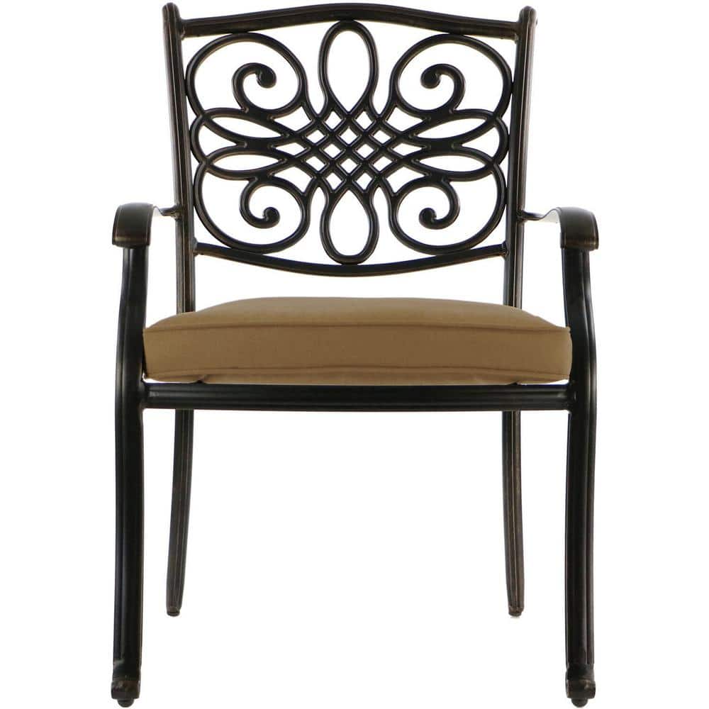 Bronze Aluminum 9-Piece Outdoor Dining Set with Natural Oat Cushions