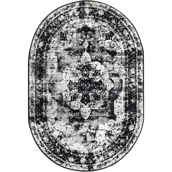 Unique Loom Sofia Salle Garnier Black 4 ft. 1 in. x 6 ft. 1 in. Area Rug