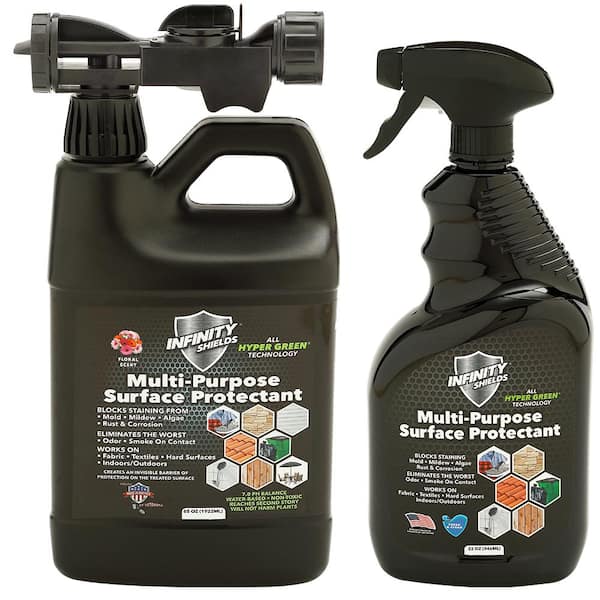 Infinity Shields 32oz. Spray & 65 oz. House Wash Hose End Sprayer Long Term Mold & Mildew Control Pro Pack (Floral/Fresh & Clean)(2-Pack)