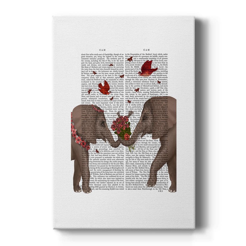 Elephant Bouquet Abstract Canvas Art in Brown and Red