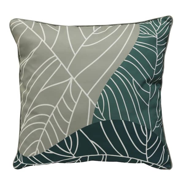 OUTDOOR DECOR BY COMMONWEALTH Outdoor Sage Leaf Print Large Throw Pillow 24 x 24-Includes 1-Throw Pillow