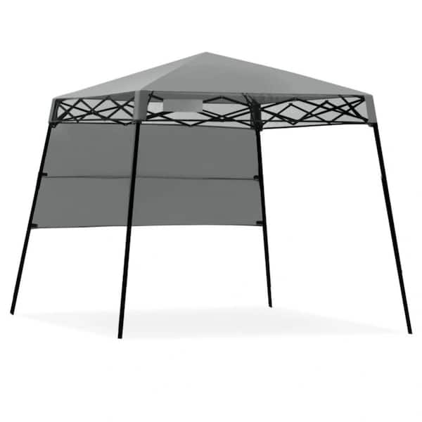 6 ft. x 6 ft. Gray Slant Leg Pop-Up Canopy with Carry Bag and 4-Takes
