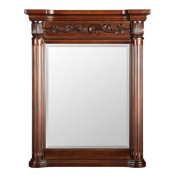 Belle Foret Estates 28 in. W x 34 in. L Wall Mirror in Rich Mahogany