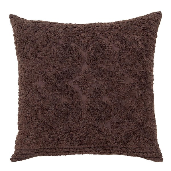 Better Trends Ashton Collection in Medallion Design Chocolate Euro 100% Cotton Tufted Chenille Sham