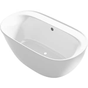 Spectacle 65.44 in. x 36.25 in. Freestanding Soaking Bathtub with Center Drain in White