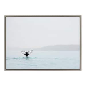 Sylvie "Whale Tail in The Mist" by Amy Peterson Art Studio Framed Canvas Wall Art 23 in. x 33 in.