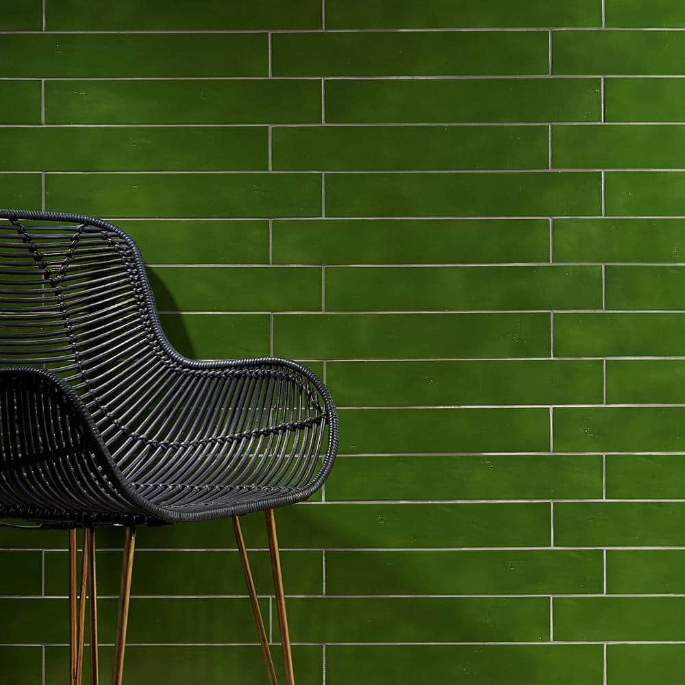 Moss Green 3x18 Rectified Polished Porcelain Tile