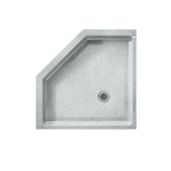 Swan 36 in. L x 36 in. W Corner Shower Pan Base with Center Drain in Tahiti Gray